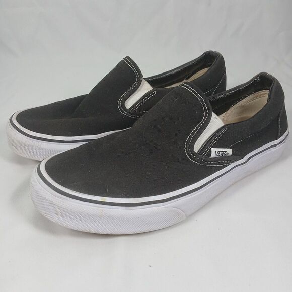 Vans Classic Slip-On Black Canvas Skate Sneakers Men’s 5.5 / Women’s 7 - Picture 1 of 11
